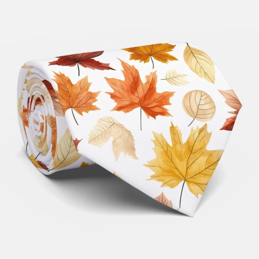 Cravate Automne Feuilles Terracotta Brown Boho Motif (Roulé)