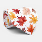 Cravate Automne Feuilles Terracotta Brown Boho Motif (Roulé)