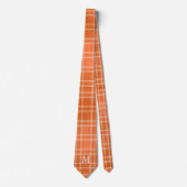 Cravate Automne Orange Plaid Monogramme (Devant)