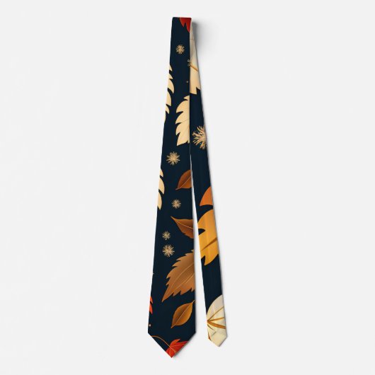 Cravate Automne tombant feuille Orange Retro Motif (Devant)