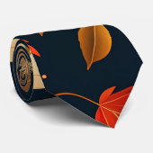 Cravate Automne tombant feuille Orange Retro Motif (Roulé)