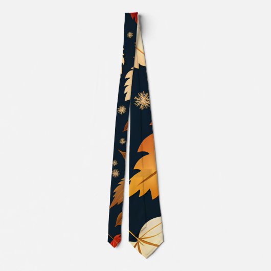 Cravate Automne tombant feuille Orange Retro Motif (Dos)