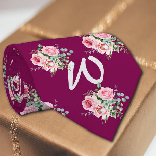 Cravate Automne Vintage rose Personnaliser Initiale