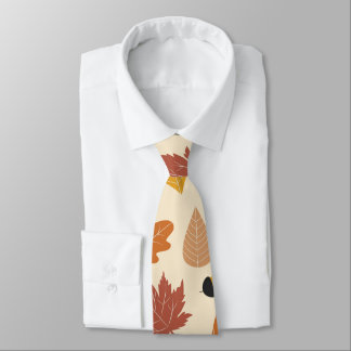 Cravate Autumn Leaves in Terracotta, Brown and Green 