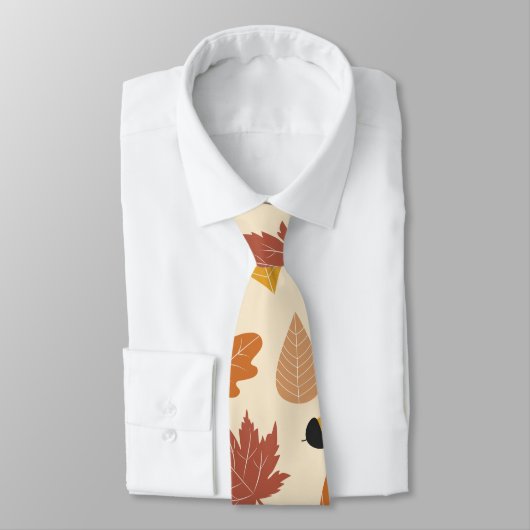 Cravate Autumn Leaves in Terracotta, Brown and Green  (Attaché)