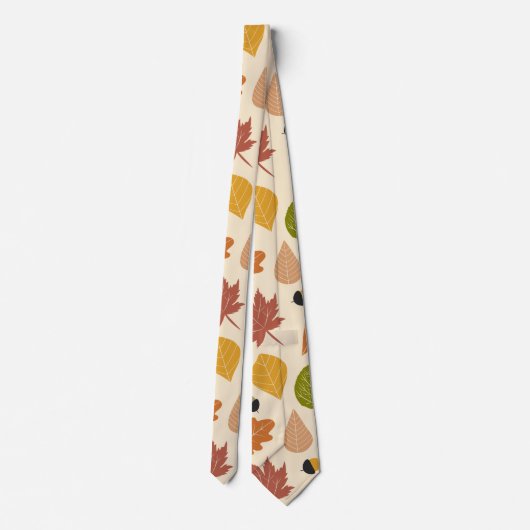 Cravate Autumn Leaves in Terracotta, Brown and Green  (Dos)