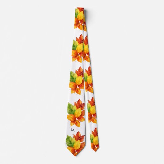 Cravate Autumn Leaves Watercolor Fall Foliage Pattern (Devant)