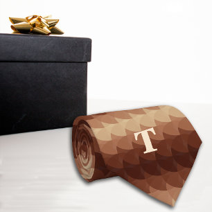 Cravate Autumn Retro Circles géométriques Monogramme Brown
