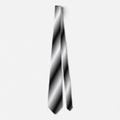 Cravate Avec Bandes Diagonales Argent, Blanc, Noir (Devant)
