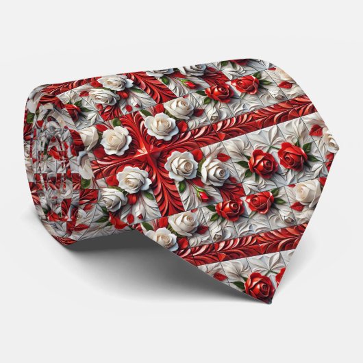 Cravate avec Design Rose anglais (Roulé)
