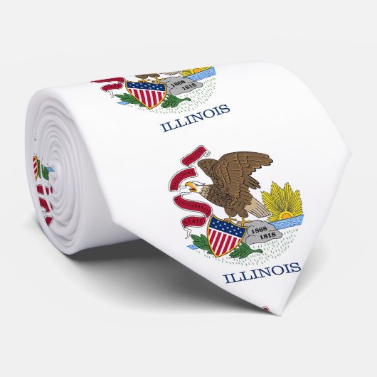 Cravate avec Drapeau de l'Illinois, U.S.A. (Roulé)