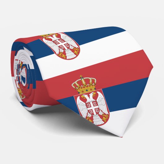 Cravate avec Drapeau de Serbie (Roulé)