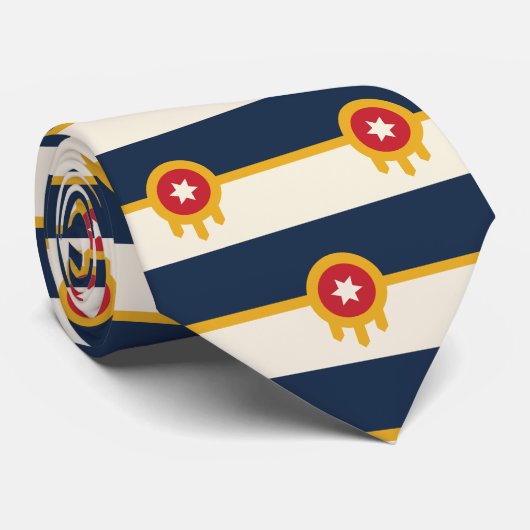 Cravate avec Drapeau de Tulsa, Oklahoma, États-Uni (Roulé)