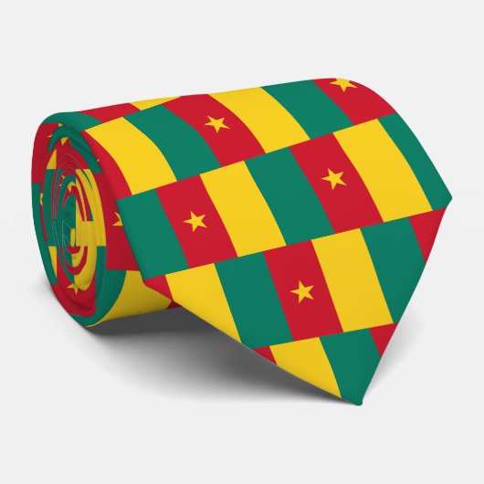 Cravate avec Drapeau du Cameroun (Roulé)