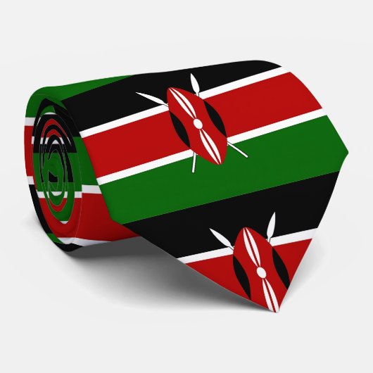 Cravate avec Drapeau du Kenya (Roulé)