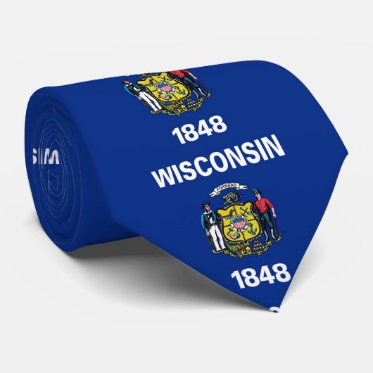 Cravate avec Drapeau du Wisconsin, États-Unis (Roulé)