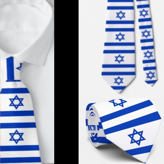 Cravate avec drapeau israélien juif