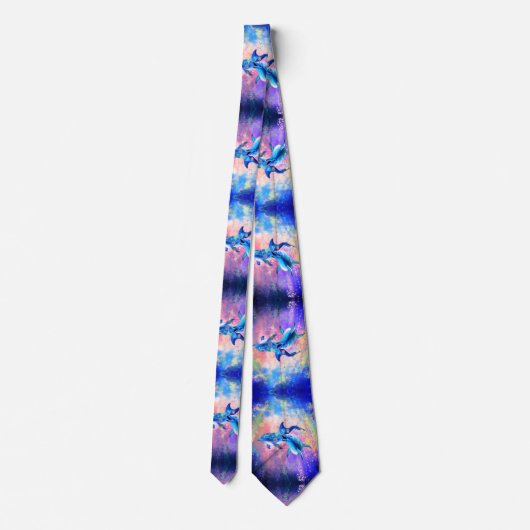 Cravate avec Joyeux Couple Dauphin - Peinture (Dos)