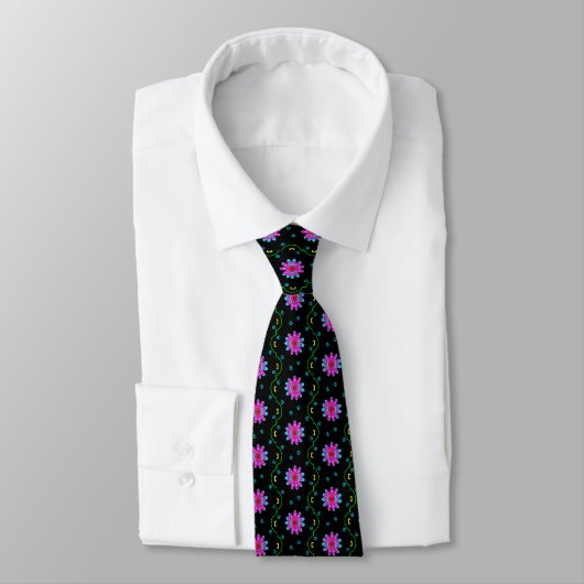 Cravate avec motif de fleurs abstraites (Attaché)