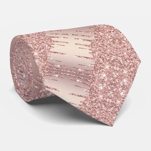 Cravate avec Rose Gold Blush Parties scintillant D (Roulé)
