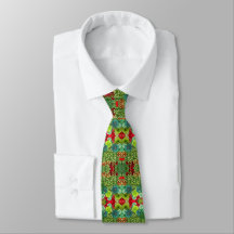 Cravate avec roses verts et rouge