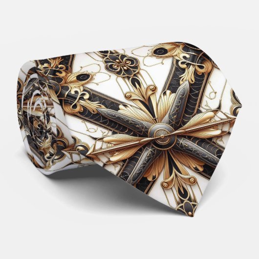 Cravate Avion à réaction noir et or masculin (Roulé)