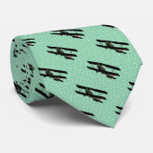 Cravate Avion bleu vert (Roulé)