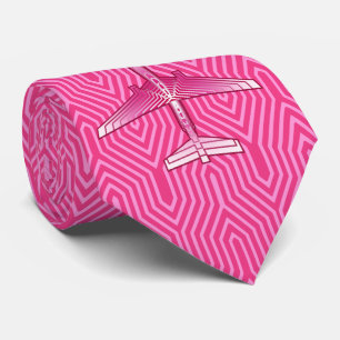 Cravate Avion d'art déco, fuchsia et rose en pastel