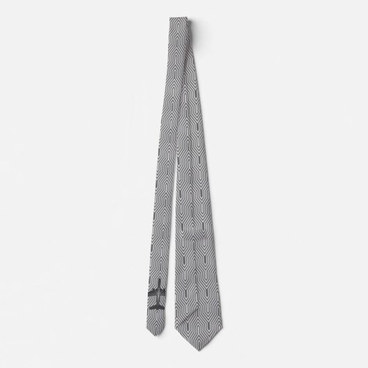 Cravate Avion d'art déco, graphite et gris argenté (Dos)