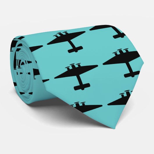 Cravate Avion en bleu (Roulé)