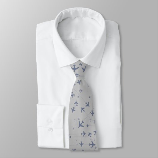 Cravate Avions estampillés gris alloduré (Attaché)