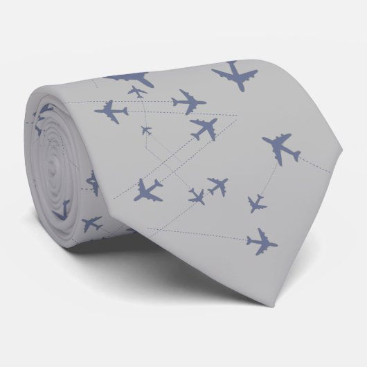 Cravate Avions estampillés gris alloduré (Roulé)
