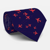 Cravate avions rouges et bleus (Roulé)