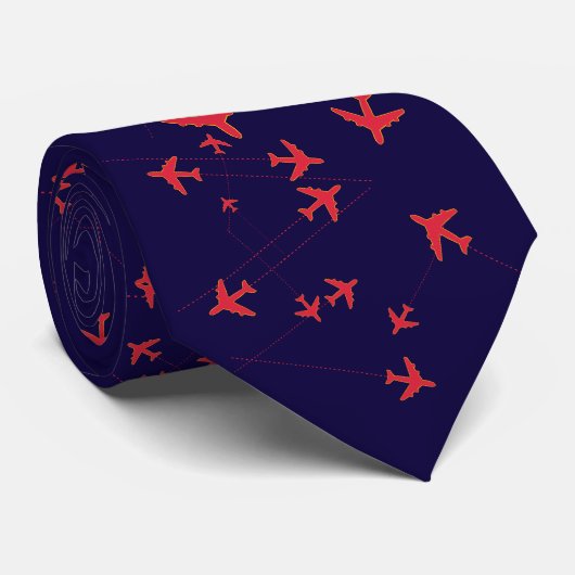 Cravate avions rouges et bleus (Roulé)