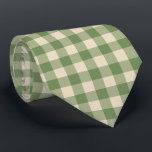 Cravate Avocado Green Cream Cottagecore En vichy Vérifier<br><div class="desc">Pique-nique printanière moderne,  avec motif tartan en vichy plaid à l'avocat vert et couleur crème.</div>