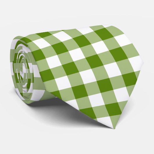 Cravate Avocado Green Plaid Gingham Retro Color Neck Tie (Roulé)