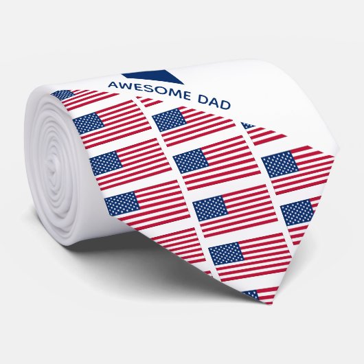 Cravate Awesome Dad AMERICAN FLAG Monogram (Roulé)