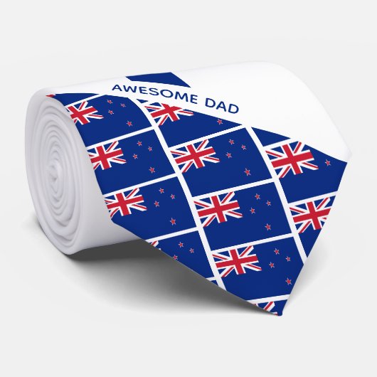Cravate Awesome Dad NEW ZEALAND FLAG Monogram (Roulé)