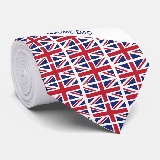 Cravate Awesome Dad UNION JACK UK FLAG Monogram  (Roulé)
