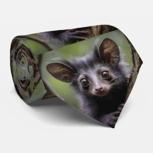 Cravate "Aye-aye aux yeux écarquillés dans un arbre"