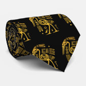 Cravate Aztec Golden Heron Oiseau d'eau sur noir (Roulé)