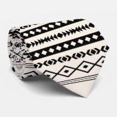 Cravate Aztec Noir sur Crème Motifs mixtes Répéter Motif (Roulé)