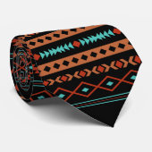Cravate Aztec Rusts Turquoise Noir Motifs mélangés Motif (Roulé)