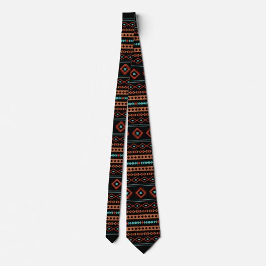 Cravate Aztec Rusts Turquoise Noir Motifs mélangés Motif (Dos)