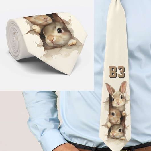 Cravate B3 Three Bunnies 3D Illusion
