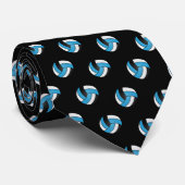 Cravate Baby Blue, White and Black Volleyball (Roulé)