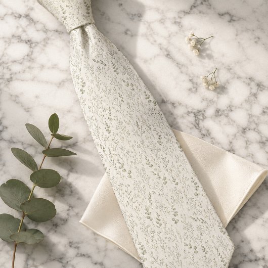 Cravate Baby's Breath & Eucalyptus Floral