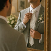 Cravate Baby's Breath & Eucalyptus Floral
