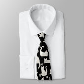 Cravate Bad Cats Knocking Stuff Over, White Cats on Black (Attaché)