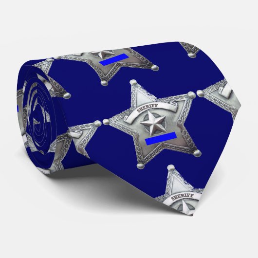 Cravate Badge Sheriff Thin Blue Line (Roulé)